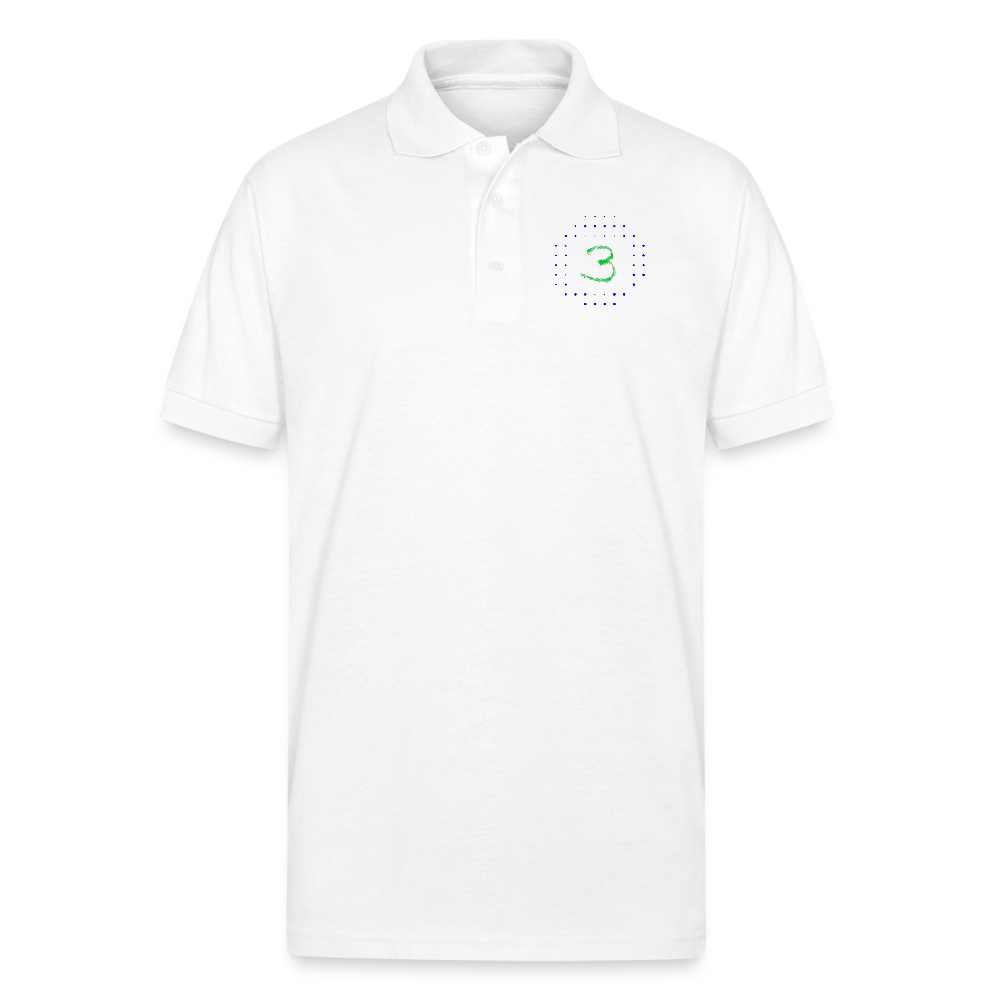 Par 3 Green Gildan Unisex 50/50 Jersey Polo - white