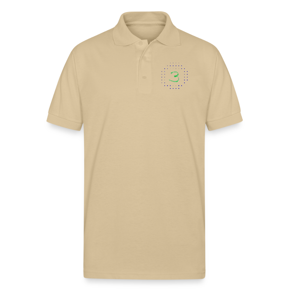 Par 3 Green Gildan Unisex 50/50 Jersey Polo - Sand